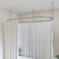 thumbnail image 3 of Naiture Stainless Steel Oval Shower Curtain Rod with Ceiling Support for Clawfoot Tub in 54" L X 30" W, Brushed Nickel Finish, 3 of 6