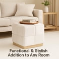 thumbnail image 6 of Aria Home Upholstered Foot Stool 17", Decorative Ottoman Accent Seat for Bedroom, Cream, 6 of 8