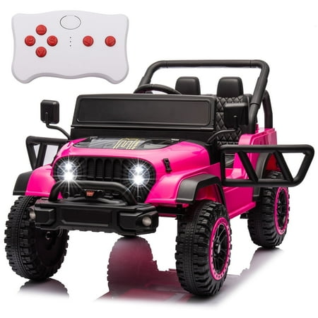 FINITO Kids Ride On Truck 24V with Remote Control Electric Powered Off-road Vehicle Car Toy for Boys Girls Age 3+ , Pink
