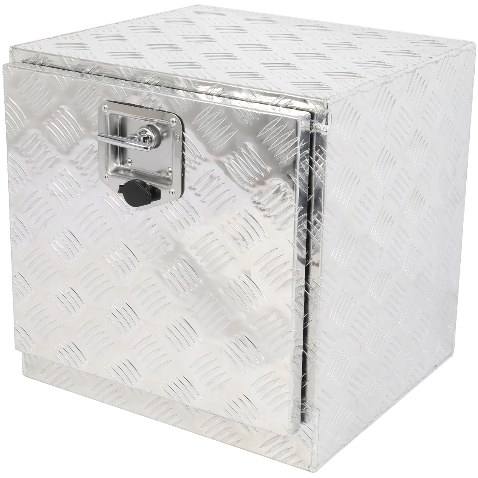 SCITOO 18 Inch Aluminum Truck Bed Tool Box,Heavy Duty Diamond Plate Trailer Tool Box with Lock Keys,Tool Storage Organizer Chest for Pick up,Truck Bed,ATV,RV TrailerWaterproof Silver 18X17X18