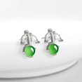 thumbnail image 4 of 14K Gold Cherry Jade Stud Earrings for Women, Icy Jadeite Design, Stunning Gift for Mother on Birthdays, 4 of 5