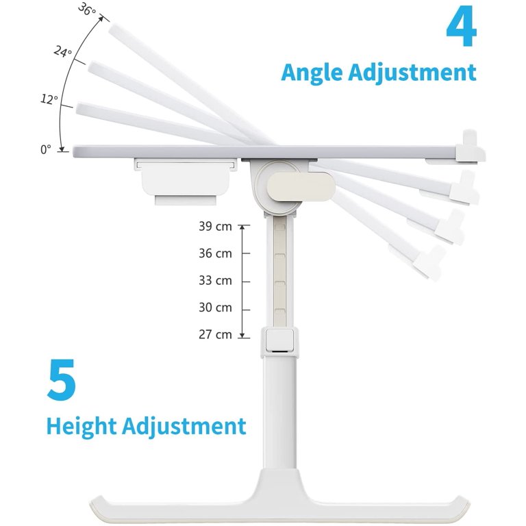  Laptop Bed Tray Desk, SAIJI Adjustable Stand for Bed, Foldable  Table with Storage Drawer Eating, Working, Writing, Gaming, Drawing (Gray,  X-Large) : Office Products