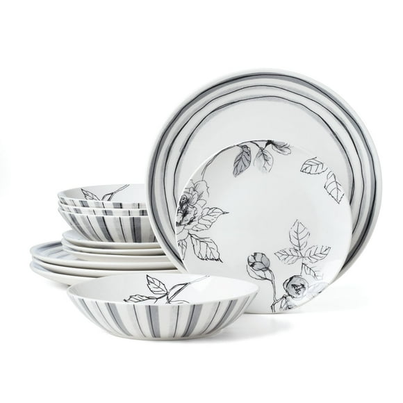 Oneida 365 Sketchbook 12 Piece Dinnerware Set, 12-piece