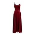 thumbnail image 6 of XIAOCHA Women's Summer Elegant Maxi Dress V Neck Thin Spaghetti Strap Satin Solid Flowy Floor Evening Gown, 6 of 6
