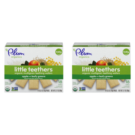 (12 pack) (2 Pack) Plum Organics Little Teethers Apple with Leafy Greens, 0.52oz, 6-pack