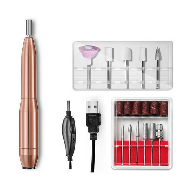 Kit de Lime à Ongles Électrique USB Machine de Manucure avec Perceuses et Bandes de Sable