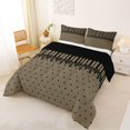 thumbnail image 3 of Castle Fairy Retro Striped Panel Full Size Comforter Sets 3-Piece,Minimalist Tiny Heart Bedding Comforter Set,Black Taupe,Reversible,1 Comforter and 2 Pillowcases, 3 of 6