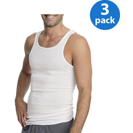 Mens ComfortSoft White Tagless Tank 3-Pack (Best Men's Tank Top Undershirt)