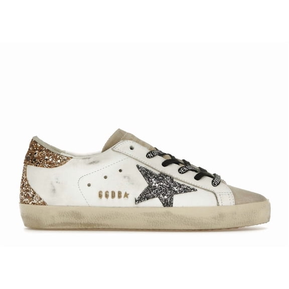 Golden Goose Women's Super-Star White Silver Gold Glitter Shoes, from StockX