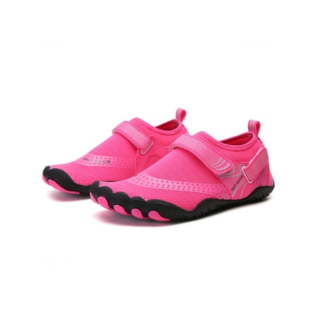 

Crocowalk Womens Mens Aqua Socks Quick Dry Barefoot Slip On Water Shoes Anti-Slip Breathable Flats Girls Boys Riding Drawstring Trainers Dark Rose Red 7.5