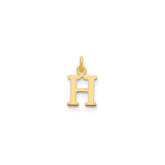 14k Yellow Gold H Initial Pendant Charm, Polished Block Letter for Women or Unisex, Jewelry Stores Network