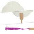 thumbnail image 3 of Unique Bargains Folding Fan 1Pc Gray White Long Handle Round Four-Petal Paper, 3 of 5