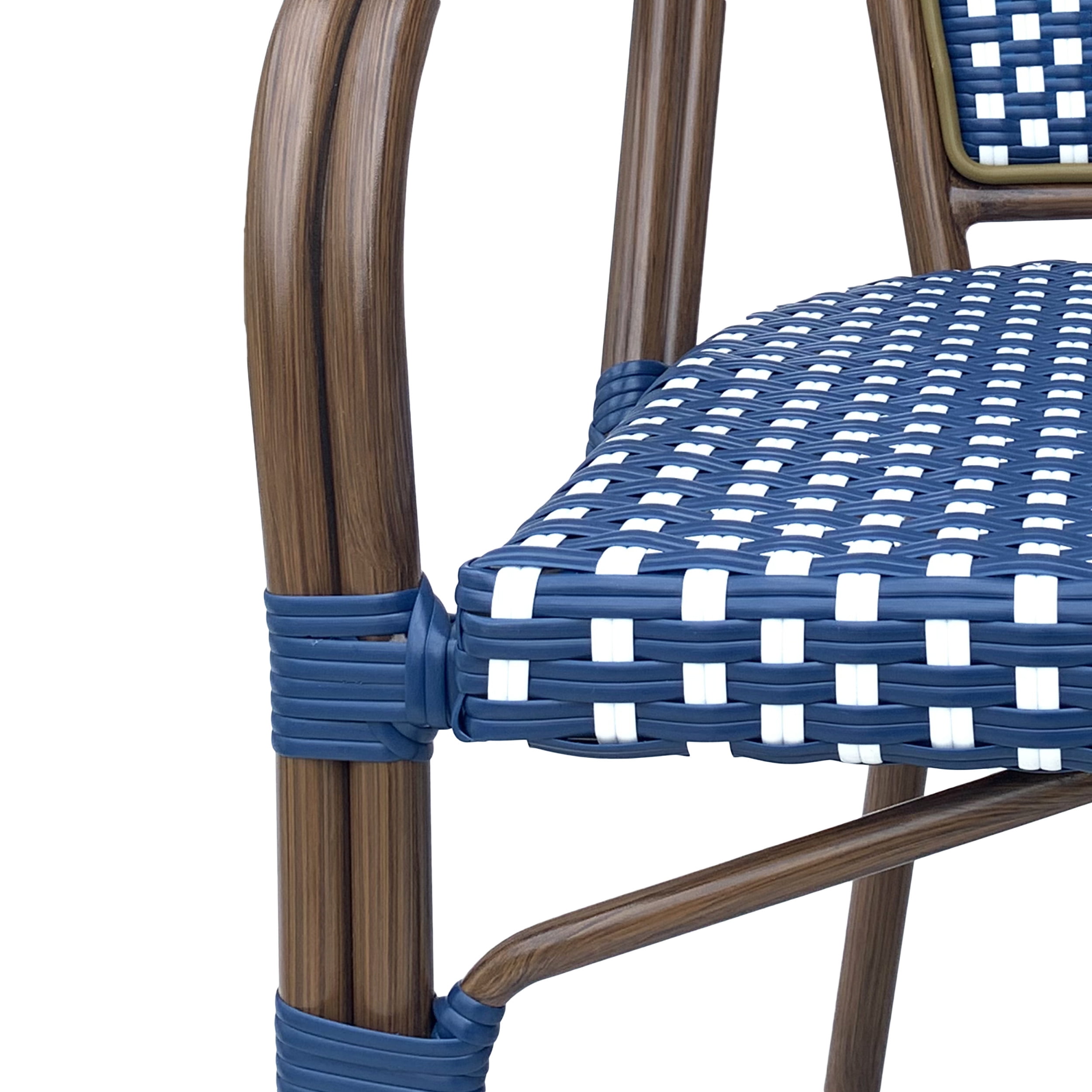 Cecil Aluminum and Wicker Outdoor French Bistro Chairs, Set of 2
