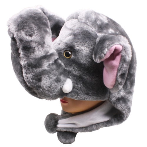 J&J Plush Fleece Animal Hat, Elephant, Unisex, One Size Fits All