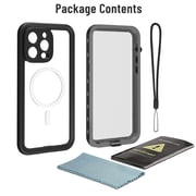 Waterproof Case for iPhone 14 Pro Max Magnetic Compatible with Wireless Charging Shockproof Protective Cover with Screen Protector (6.7 Black)