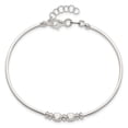 thumbnail image 2 of Auriga Fine Jewelry 925 Sterling Silver Rhod-plated Polished Beads w/.75 inch ext Bangle Bracelet for Women, 2 of 5