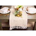 thumbnail image 6 of Contemporary Home Living Diamond Weave Table Runner with Tassels - 72" - Beige and White, 6 of 7