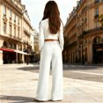 thumbnail image 6 of Miaoju Linen Pants Girls Casual Summer Sporty Baggy Wide Leg Barrel Lounge Pants High Waisted Elastic Drawstring Trousers School Uniform, 6 of 6
