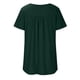 thumbnail image 3 of ICHUANYI Clearance Women's Summer Solid Color Round Neck Button Pleated Short Sleeve Tops(Green, XL) ICHUANYI WER2023080704078, 3 of 8