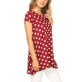 thumbnail image 2 of Women's Relaxed Fit Short Sleeve Polka Dot Round Neck Casual Pockets Blouse Top, 2 of 5