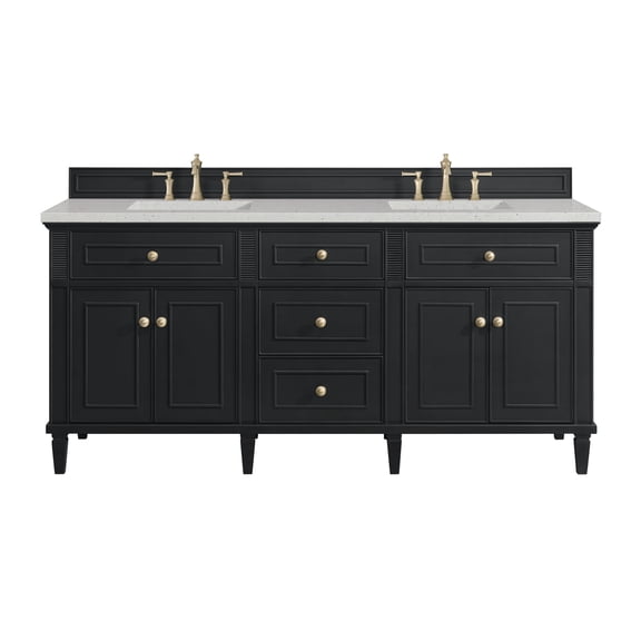 James Martin Vanities 424-V72-3Ldl Lorelai 72" Double Basin Wood Vanity Set - Black