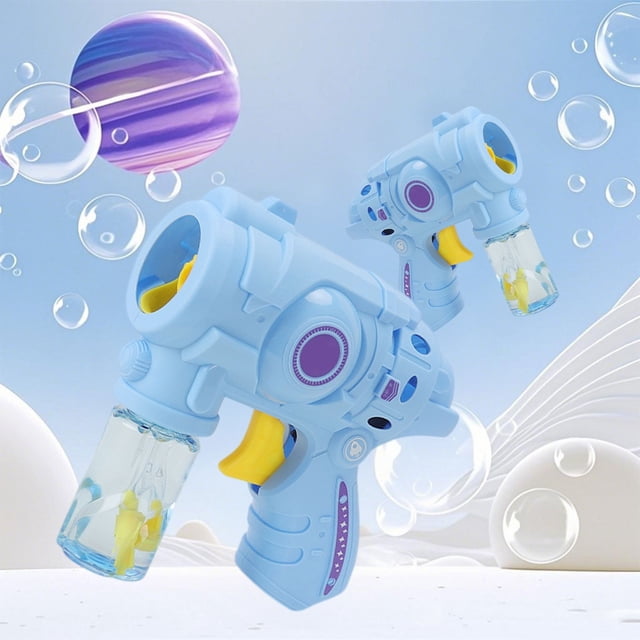Blue Portable Automatic Bubble Maker With 100Ml Solution For Kids Outdoor Fun Lightweight And Easy To Use