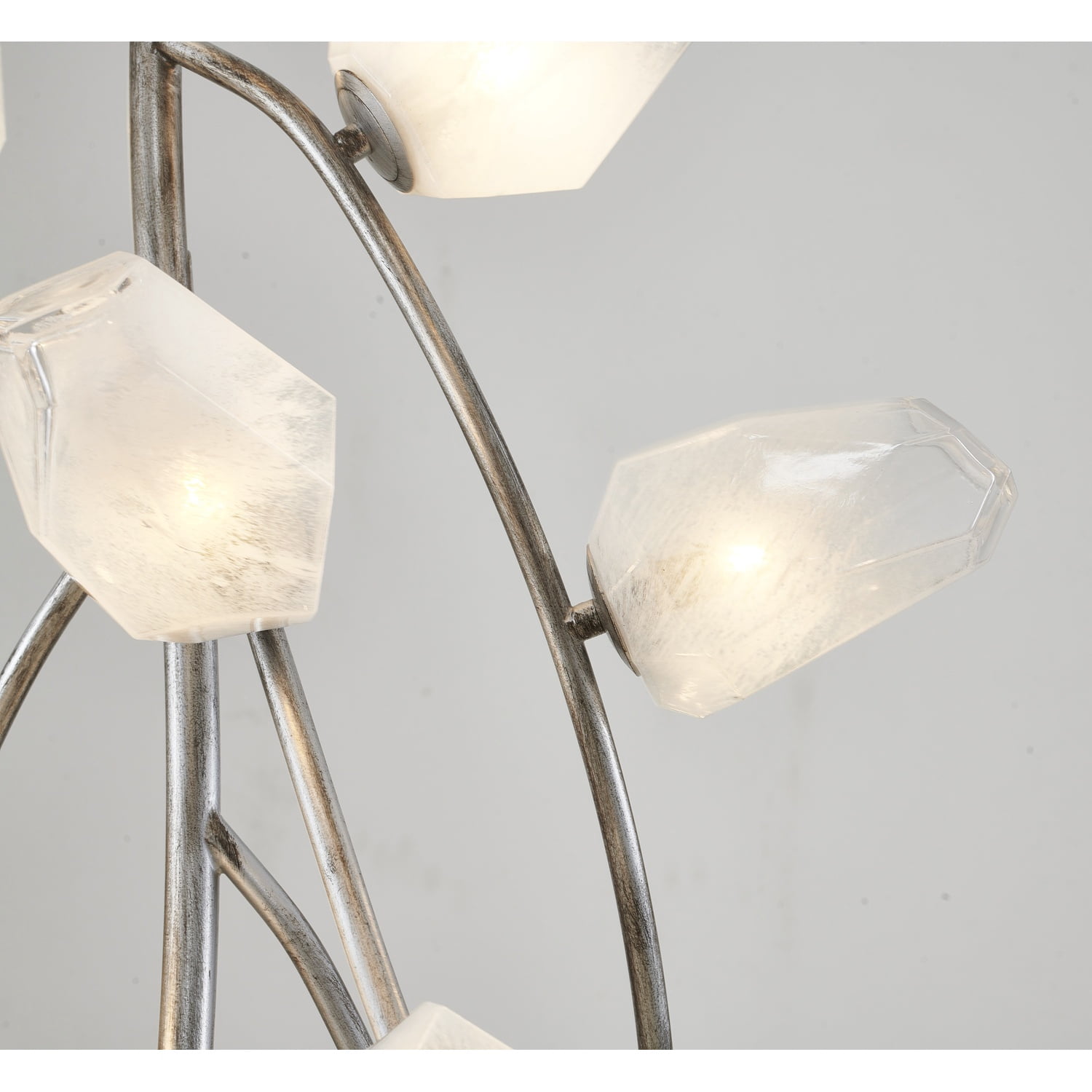 Design Living 22-Light Antique Silver Chandelier With White Glass Shades