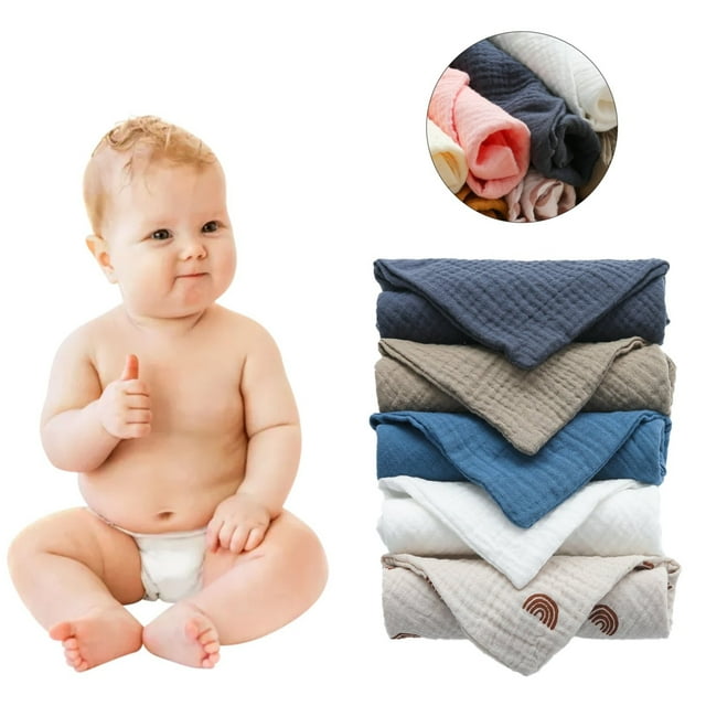 Towel Clearance 5 Pcs Cotton Square Towel Hand Washcloth Handkerchief Cloth Feeding Bib Burp Cloth Towel Soft Wash Cloth For Washing, Home Textile Towel