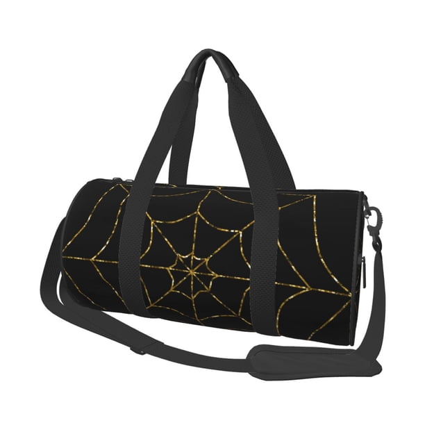Balery Golden Spider Web Bolsa de Gimnasio para Mujeres y Hombres, Bolsa de Viaje Impermeable, Bolsa de Fin de Semana con Compartimento para Zapatos y Bolsillo Húmedo
