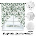 thumbnail image 3 of Eucalyptus Leaf Swag Valances for Windows 2 Pack Green Botanical Rustic Watercolor Leaf Swag Kitchen Curtains 36 Inches Long Rod Pocket Short Window Treatment for Kitchen Bathroom 28"x36", 3 of 8