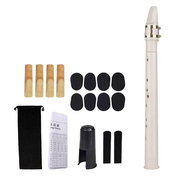 Saxofón de bolsillo Mini Sax Instrumento de viento de madera Gran sonido con boquilla Cañas blanco