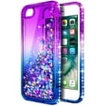 thumbnail image 2 of Nagebee Case for iPhone 8 Plus, 7 Plus / 6 Plus / 6S Plus with Tempered Glass Screen Protector, Sparkle Glitter Liquid Bling Diamond [Ring Holder & Wrist Strap] Women Girls Cute Case (Purple/Blue), 2 of 6