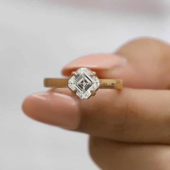 JEWELEGANT 1.50 Ct Asscher Cut Moissanite Engagement Ring for Women