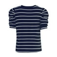 thumbnail image 4 of Women Summer Fashion Bubble Sleeve Striped T Shirt V Neck Soft Breathable Casual Wear, 4 of 4