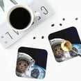 thumbnail image 4 of Lsque Cat Astronaut Pattern 4" Drink Coasters Set of 4, PVC Leather Absorbent Coasters, Table Coaster Set Decorative Coffee Cup Coasters Housewarming Gift -Square, 4 of 6