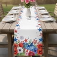 thumbnail image 4 of 4th of July Floral Table Runner 72 Inches, Blue Red Independence Day Stars Bed Runner Dresser Scarves Tabletop for Indoor Outdoor Parties/Ceremony/Banquet, 14" x 72", 4 of 9