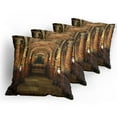 thumbnail image 5 of Ambesonne Gothic Throw Pillow Cover 4 Pack, Secret Passage Medieval, 16", Brown and Red, 5 of 7
