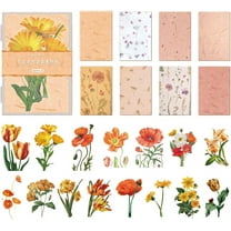 Ljia Vintage Flowers Scrapbook Stickers Decoration Paper Pack, 15PCS Clear Flowers Stickers 16Sheets Background Paper with Container Box for Scrapbooking Journals DIY Crafts A416