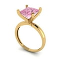 thumbnail image 2 of Clara Pucci 14K Yellow Gold Solid Gold Pink Solitaire Anniversary Ring for Women - 3 cttw Princess Cut, 2 of 8