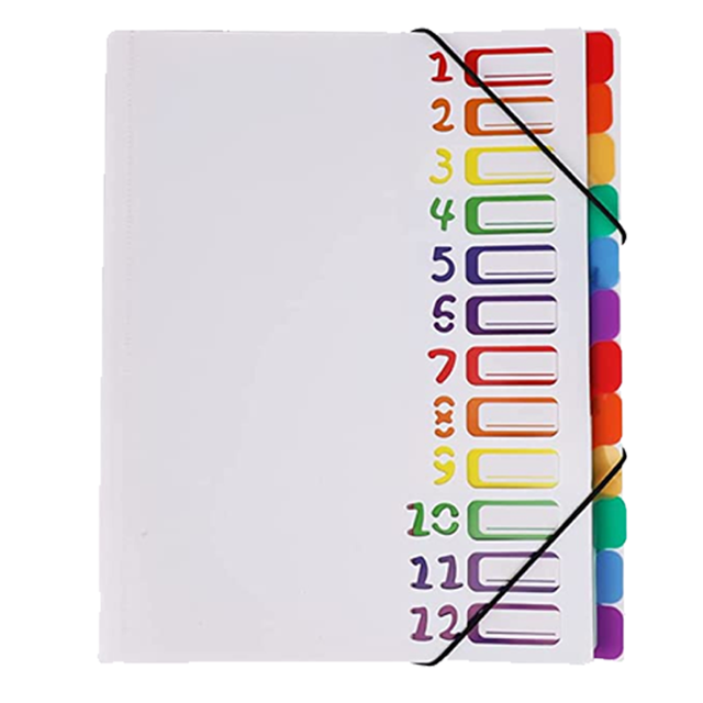 Carpeta de clasificación de arcoíris de 12 capas para almacenamiento de archivos de libros de información a4 multicapa