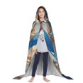 thumbnail image 3 of Honeii Exotic Blue Cat Print Poncho Cape, Cloak Coat, Snuggly Hooded Wearable Blanket, Hooded Cape For Teenagers,Halloween Costumes-Medium, 3 of 7