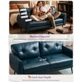 thumbnail image 4 of LAZZO 61" Faux Leather Loveseat, Mid Century Modern Tufted 2-Seat Sofa for Small Spaces, Blue, 4 of 7
