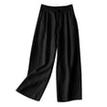 thumbnail image 2 of Kureaily Linen Pocket Elastic Breathable Trousers Loose Cotton Waist Pant Womens Pants Beach Lounge Pants, 2 of 3