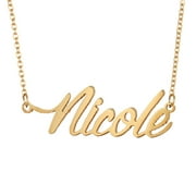 18k Gold Plated Nicole Name Necklace Nameplate Pendant Jewlery Best Friend Gifts