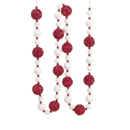 6 red and white glitter bead and tinsel christmas ball 6 red and white glitter bead and tinsel christmas ball