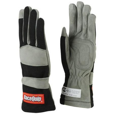 Racequip Safequip 1 Layer Large Black/Gray 351 Series Driving Gloves P/N