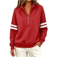 thumbnail image 5 of Hurxie Women's Varsity Striped Sweatshirt Oversized Lightweight Knit Pullover Drop Shoulder Crew Neck Long Sleeve Casual Sweatshirts, 5 of 6