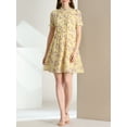 thumbnail image 5 of INSPIRE CHIC Women's Floral Ruffle Decor Puff Short Sleeves Chiffon Dress XS Yellow, 5 of 8