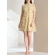 thumbnail image 5 of Vestido de gasa con volantes florales y mangas cortas abullonadas INSPIRE CHIC para mujer, talla M, color amarillo, 5 of 8