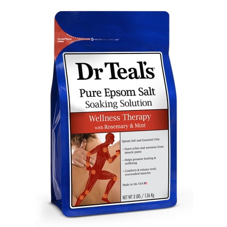 Dr Teal's Pure Epsom Salt Soak, Wellness Therapy with Rosemary & Mint, 3 lbs